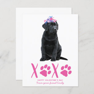 Puppy Dog XOXO Pink Kid's Valentines Day Holiday Card