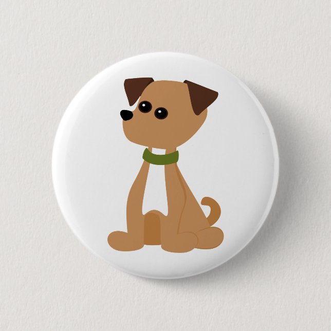 Puppy Doggie in Green Pinback Button (Front)