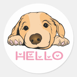 Puppy Doggy Thinking of You Hello Cartoon Dog Classic Round Sticker