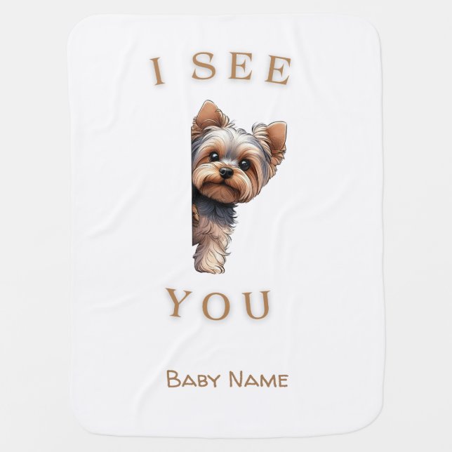 Puppy Dreams I See You  Baby Blanket (Front)
