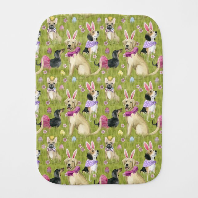 Puppy Easter Collection Baby Burp Cloth (Front)