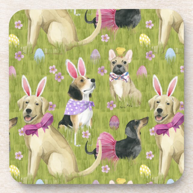 Puppy Easter Collection Beverage Coaster (Front)