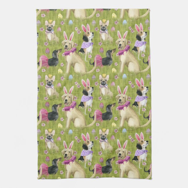 Puppy Easter Collection Kitchen Towel (Vertical)