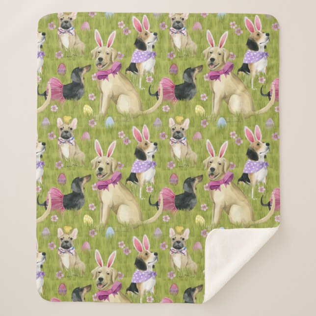 Puppy Easter Collection Sherpa Blanket (Front)