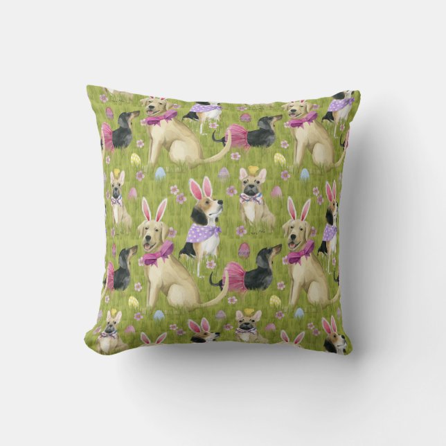 Puppy Easter Collection Throw Pillow (Front)