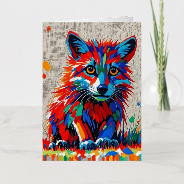 Puppy Expressive abstract animal art design Foil Greeting Card (Front)