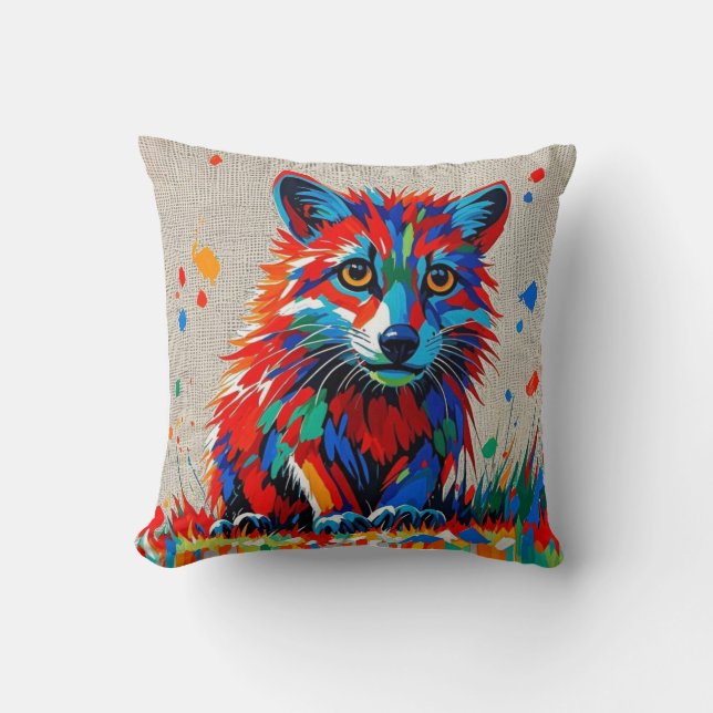 Puppy Expressive abstract animal art design Throw Pillow (Front)