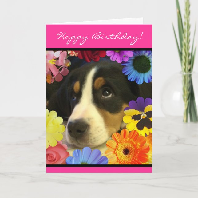Puppy eyes birthday card (Front)
