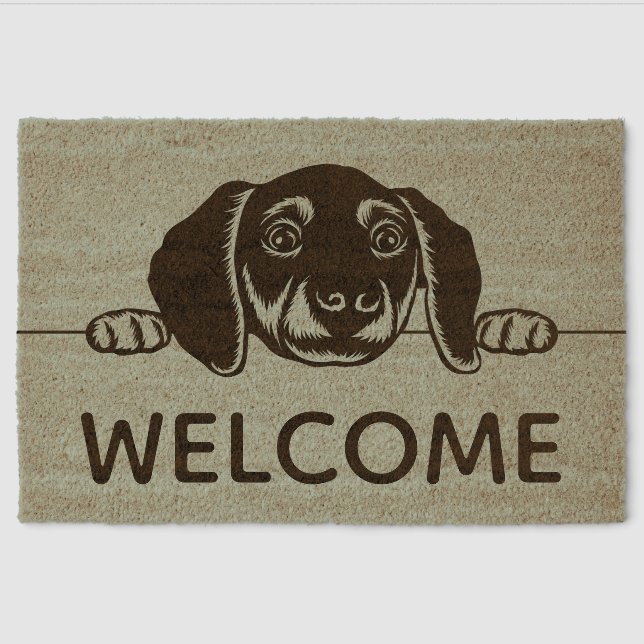 Puppy Eyes Design Coir Door Mat (Front)