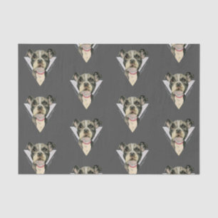 "Puppy Eyes" Pit Bull Dog Watercolor Painting 2 Tissue Paper