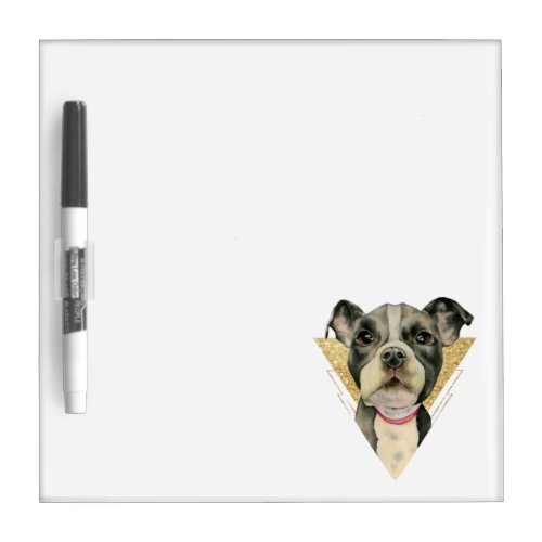 Puppy Eyes Pit Bull Dog Watercolor Painting 3 Dry_Erase Board