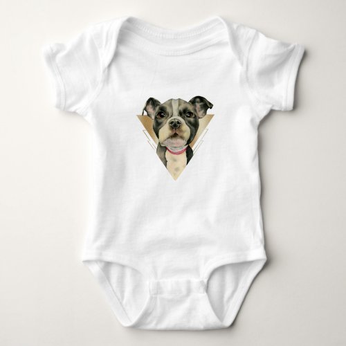 Puppy Eyes Pit Bull Dog Watercolor Painting 4 Baby Bodysuit