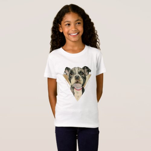 Puppy Eyes Pit Bull Dog Watercolor Painting 4 T_Shirt