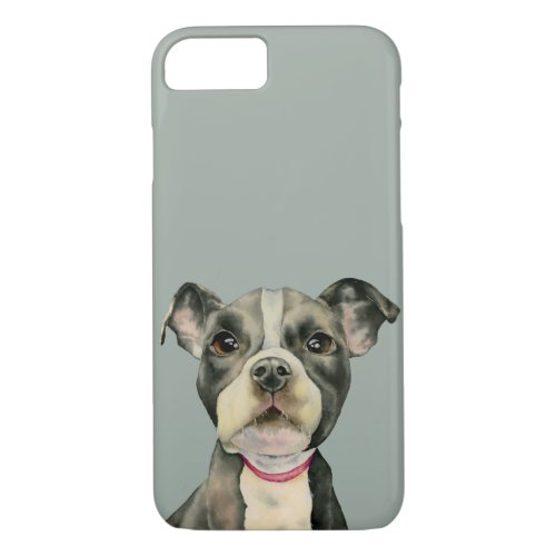 Puppy Eyes Pit Bull Dog Watercolor Painting iPhone 87 Case