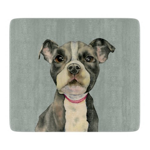 Puppy Eyes Pit Bull Dog Watercolor Painting Cutting Board