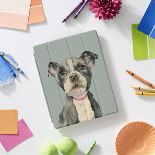 Puppy Eyes Pit Bull Dog Watercolor Painting iPad Smart Cover