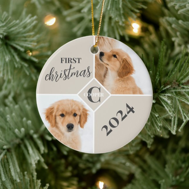 Puppy First Christmas 2 Photo  Ceramic Ornament (Tree)