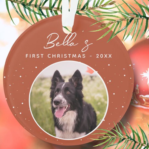 Puppy First Christmas Border Collie Dog Photo  Ornament