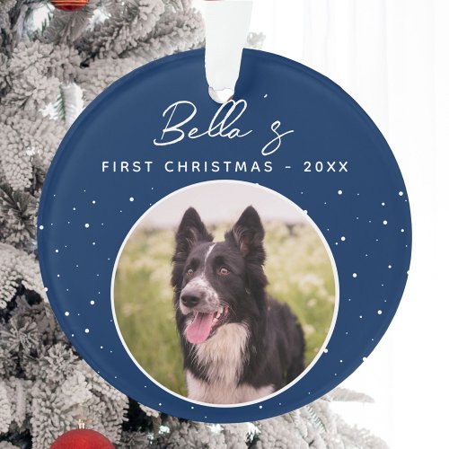 Puppy First Christmas Border Collie Dog Photo  Ornament