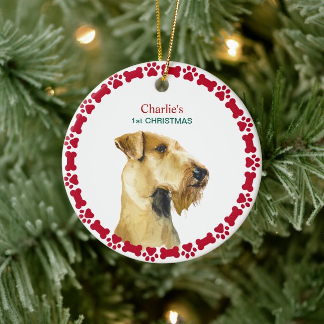Puppy First Christmas Custom Airedale Terrier Ceramic Ornament (Tree)