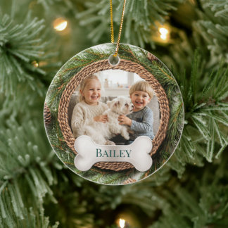 Puppy First Christmas Dog Cat Photo Ceramic Ornament