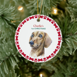 Puppy First Christmas Personalized Dachshund   Ceramic Ornament