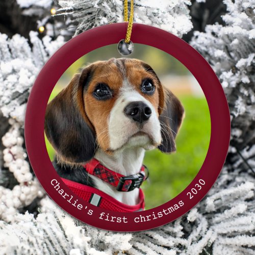Puppy First Christmas Personalized Pet Dog Photo Ceramic Ornament