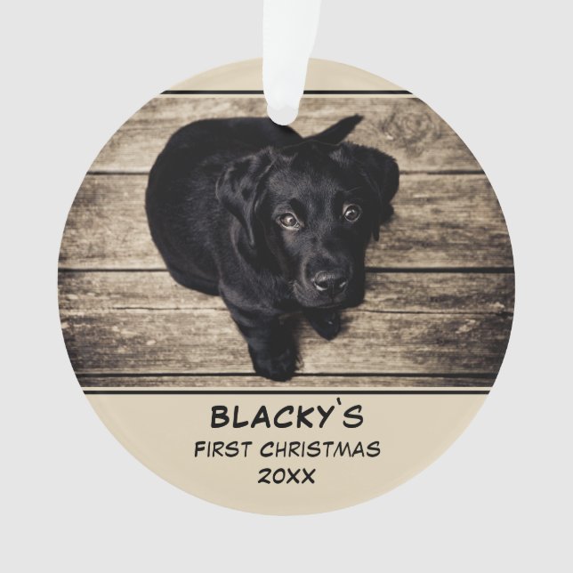Puppy First Christmas Personalized Pet Photo Ornament (Front)
