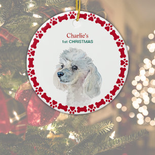 Puppy First Christmas Personalized Poodle Dog Ceramic Ornament