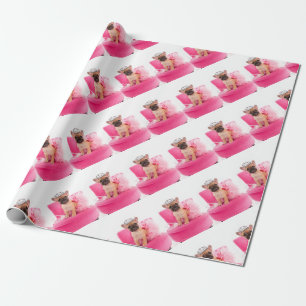 Puppy french bulldog disguised wrapping paper