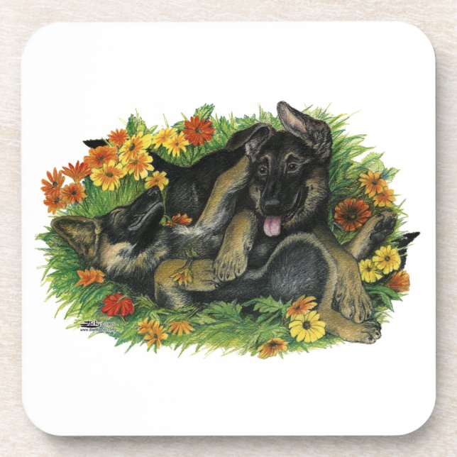 Puppy Garden Beverage Coaster (Front)