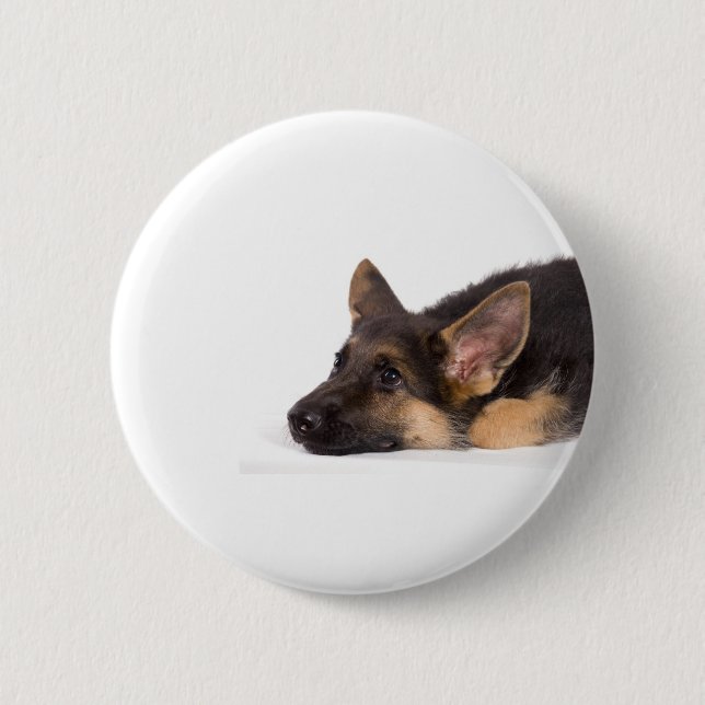 puppy german sheperd pinback button (Front)