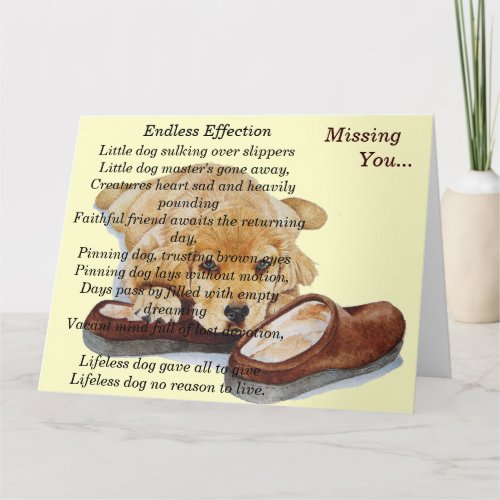 puppy golden retriever dog portrait missing you card