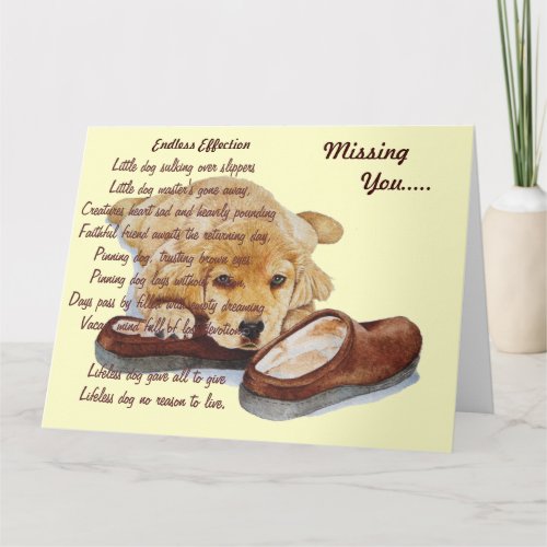 puppy golden retriever missing you original poem card