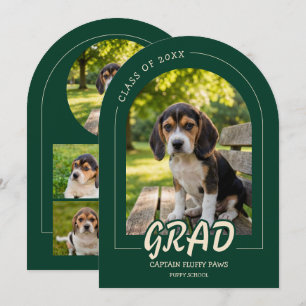 Puppy Graduation Pet Photos Invitation Emerald