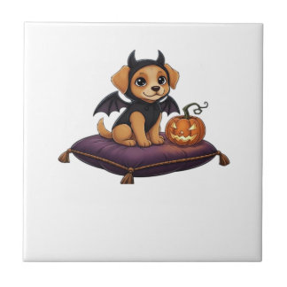 Puppy Halloween Classic T-Shirt Ceramic Tile