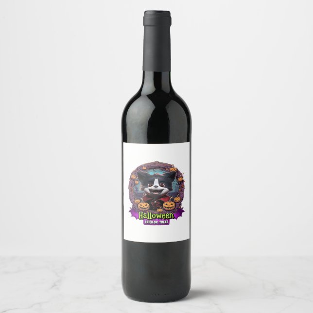 Puppy Halloween Costume Wine Label (Front)