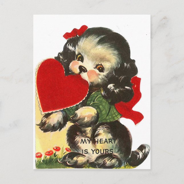 Puppy Heart | Vintage Valentine | Postcard (Front)