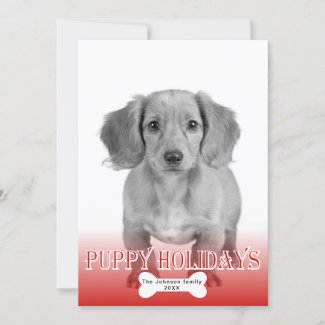 Puppy holidays bone pattern pet Christmas photo Holiday Card