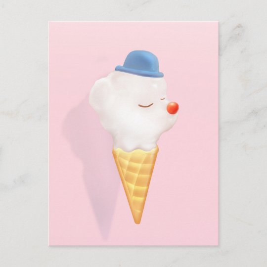 Puppy Ice Cream Cone Pool Float Announcement Postcard