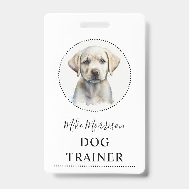 Puppy Illustration Dog Trainer Badge (Front)
