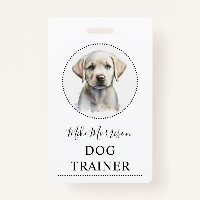 Puppy Illustration Dog Trainer Badge (Front)