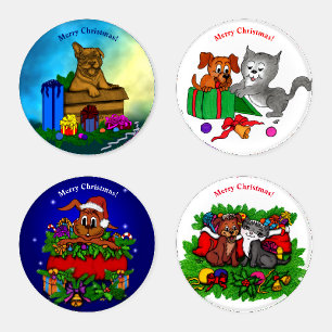 Puppy in A Box , Merry Xmas Coaster Set