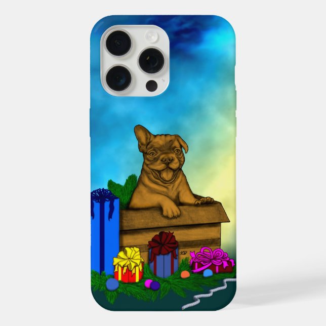 Puppy in A Box , Merry Xmas iPhone Case (Back)