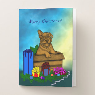 Puppy in A Box , Merry Xmas Pocket Folder