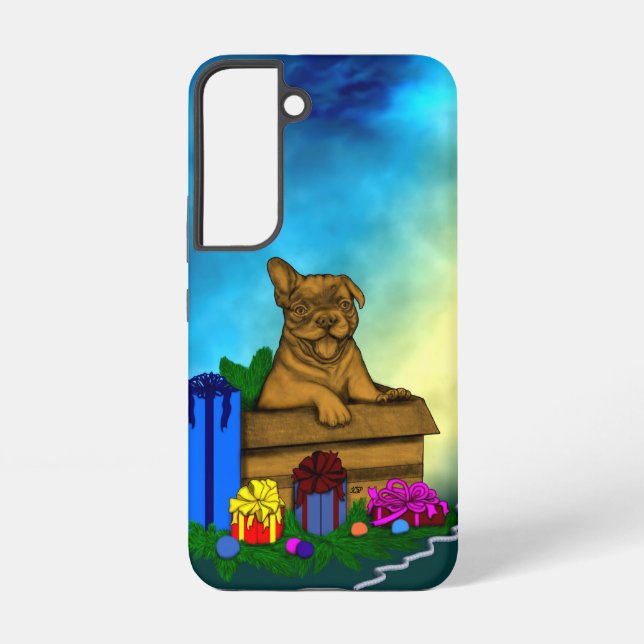 Puppy in A Box , Merry Xmas Samsung Galaxy Case (Back)