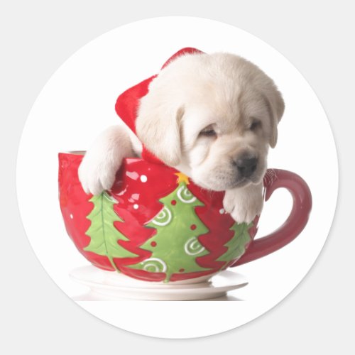 PUPPY IN A CUP CHRISTMAS STICKERS