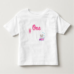 Puppy in Bath One Year Old Girl Birthday Custom Toddler T-shirt