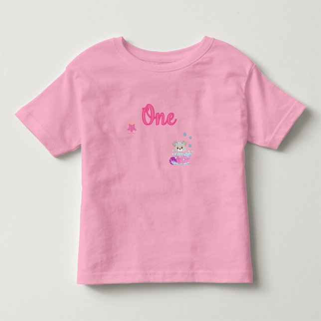 Puppy in Bath One Year Old Girl Birthday Toddler T Toddler T-shirt (Front)