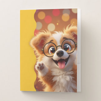 Puppy in Glasses Pocket Folder